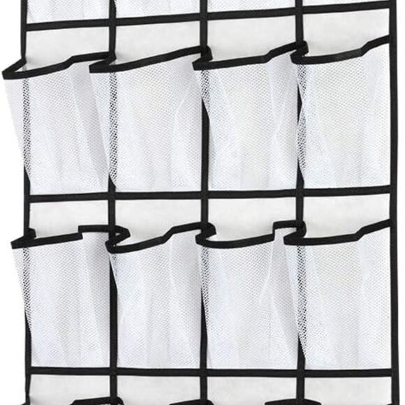 Over The Door Shoe Organizer, Hanging Shoe Organizer with 24 Mesh Large Pockets - Picture 1 of 7